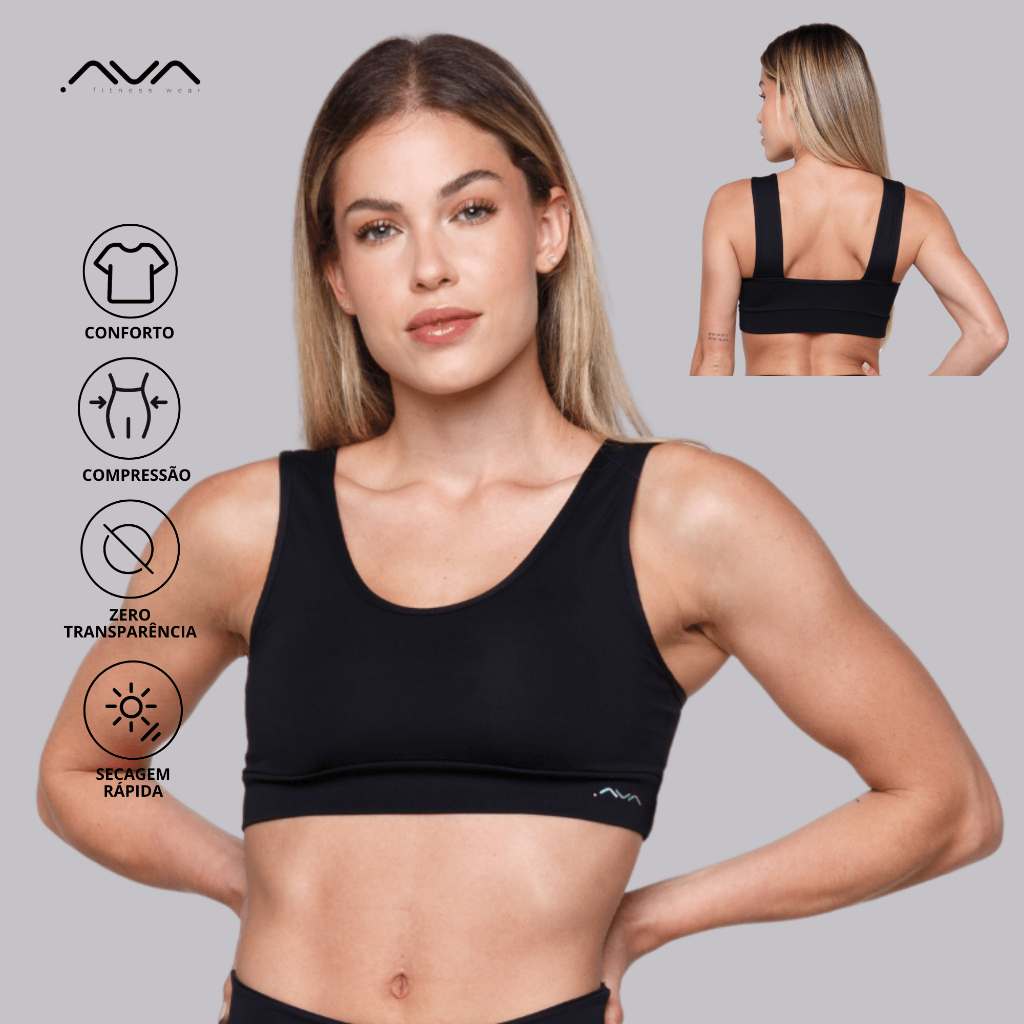 Top Fitness Feminino Suplex Poliamida Básico Com Forro Para Bojo AVA Fitness em Oferta na Shopee