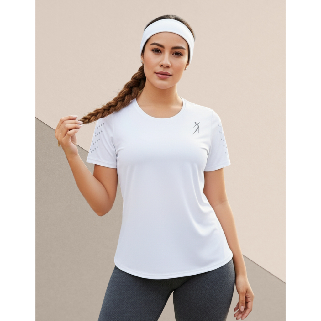 Camiseta Esportiva Feminina Dry Fit Academia Corrida Treino Fitness Proteção Solar UV Antissuor