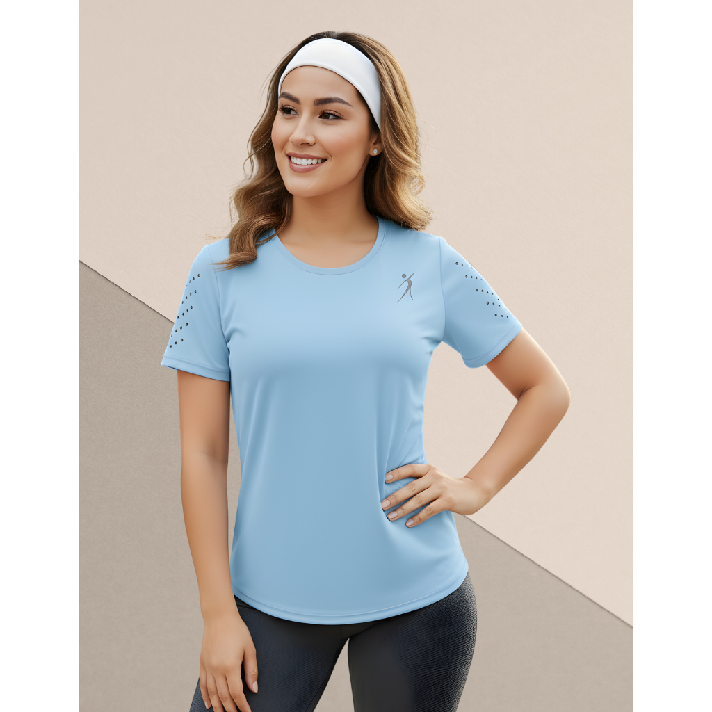 Camiseta Fitness Feminina Dry Fit Camiseta Academia Corrida Caminhada Treino Rápida Secagem UV