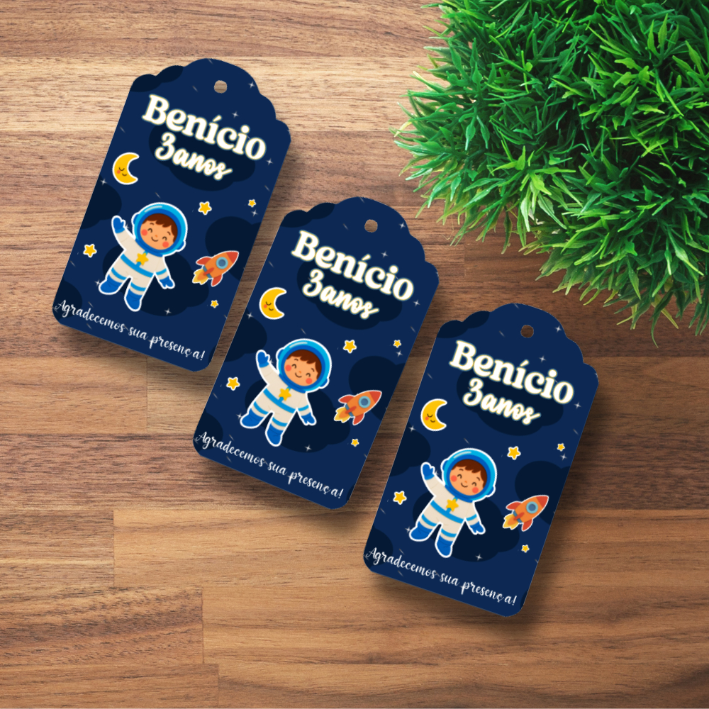 Tags Astronauta l - Kit 40/60/80 ou 100 unidades - Astronauta | Lembrancinha de Aniversário Personalizada