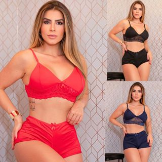 Top Doll Baby Doll Liso Short Curtinho Conforto na Noite Renda Delicada Sem Bojo Sensual Promoção em Oferta na Shopee