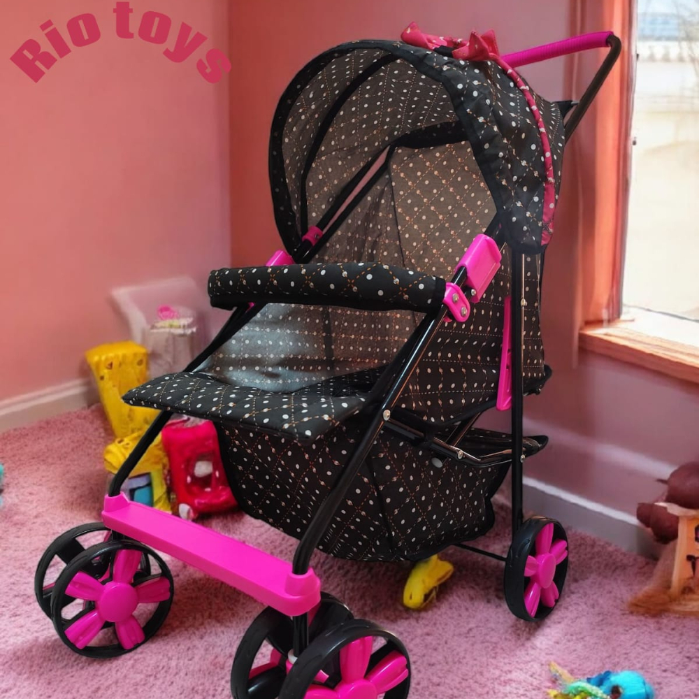 Carrinho de Boneca Milano Alive Bebê Reborn preto C/ Mamadeira