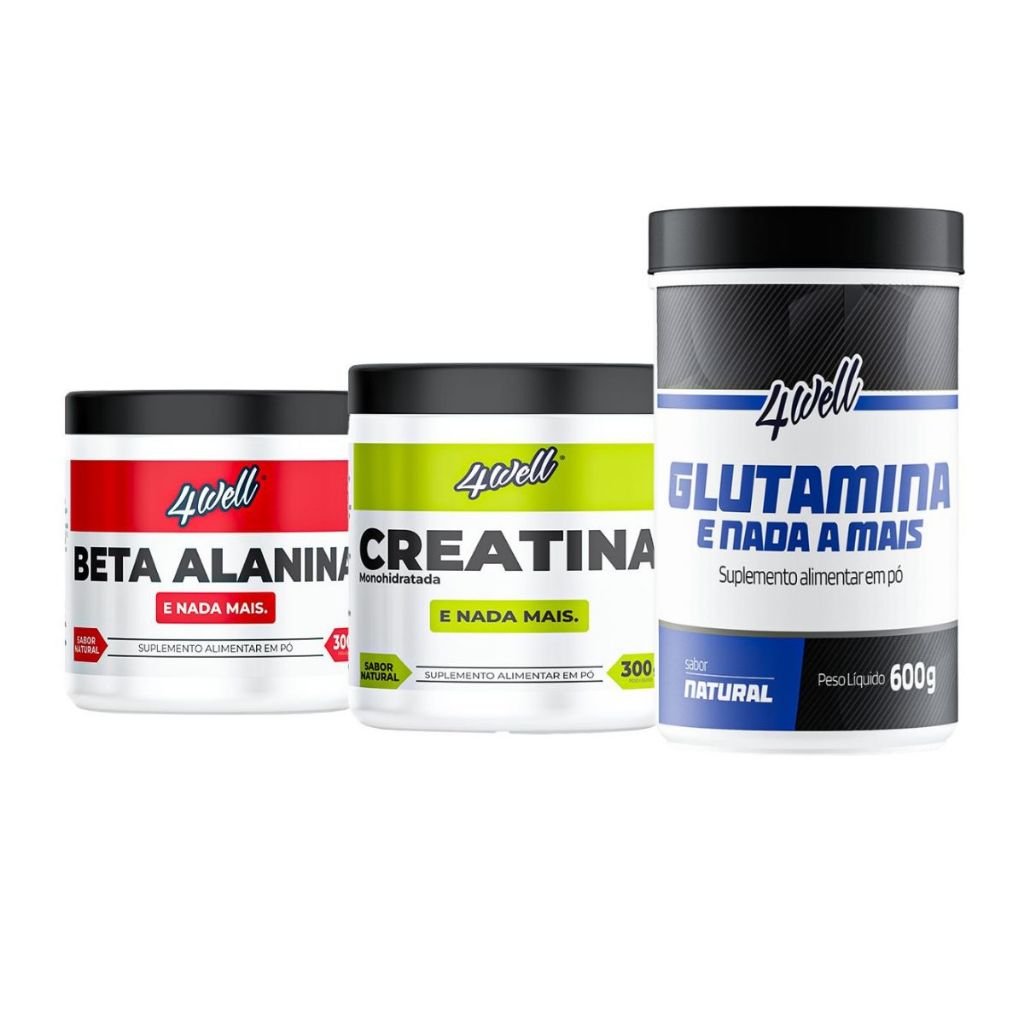 Kit Creatina 300g + Beta Alanina 300g + Glutamina 600g 4well