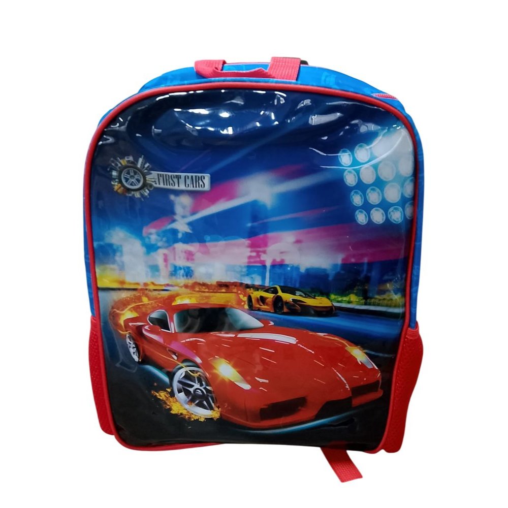 🏎️Mochila Infantil de Costa Carros Vermelha | Estampa Esportiva e Compartimento Espaçoso