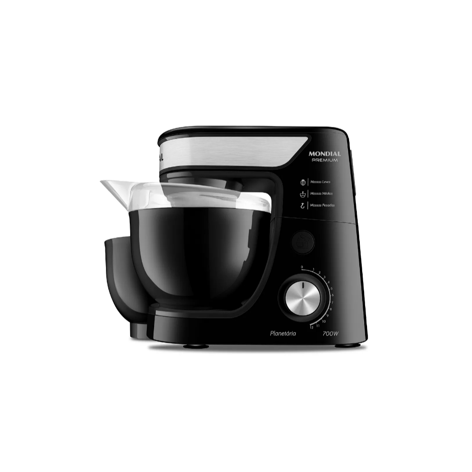 Imagem Batedeira Planetária Mondial Premium 12 Velocidades 700W Preto/Inox 220V - BP-01P-B