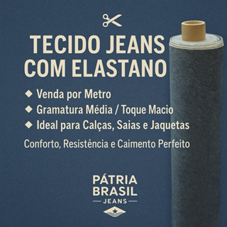 Tecido Jeans e  Sarja com Elastano por Metro – Conforto, Resistência e Caimento Perfeito em Oferta na Shopee