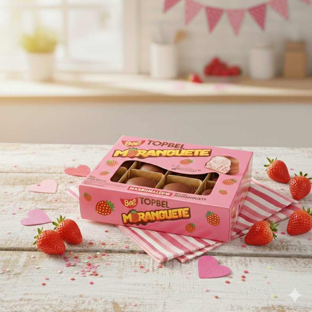 TopBel Ao Leite Recheio Sabor Moranguete 12 un. em Oferta na Shopee