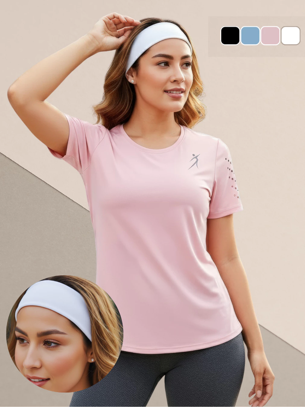 Kit Camiseta Dry Fit Feminina Academia Fitness Corrida Treino Caminhada UV + Faixa de Cabelo