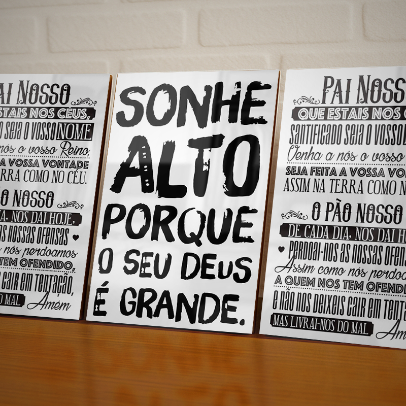 03 Quadros Decorativos Oração Religioso, Jesus, Deus, Leão de Judá, Igreja, Católico,Presente