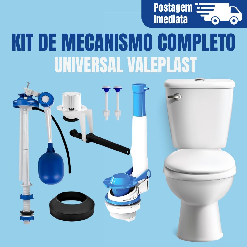 Kit Mecanismo Universal Caixa Descarga Acoplada Completo Superior Banheiro Reparo Deca icasa luzarte