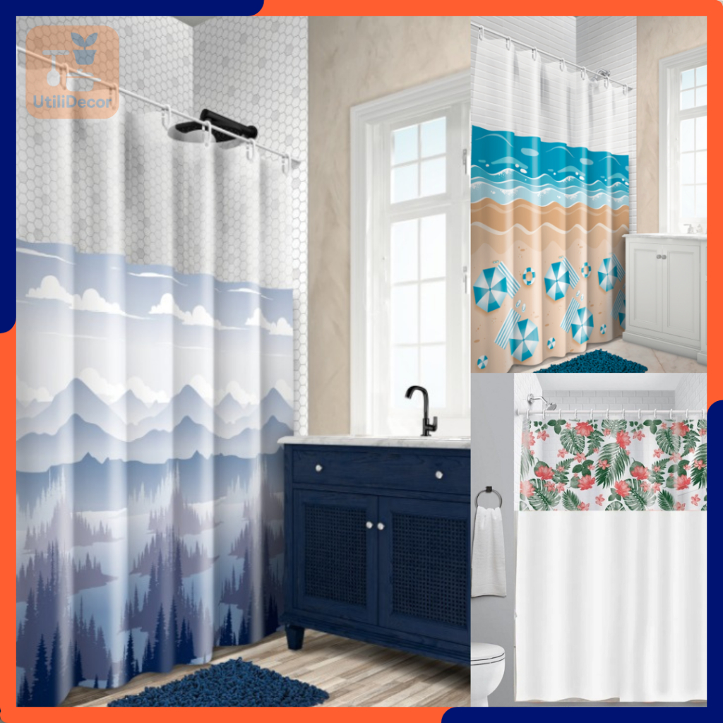 Cortina de Box Banheiro Estampada Vinil Impermeável Facil Limpeza 2,00m PVC Alta Qualidade Plastléo