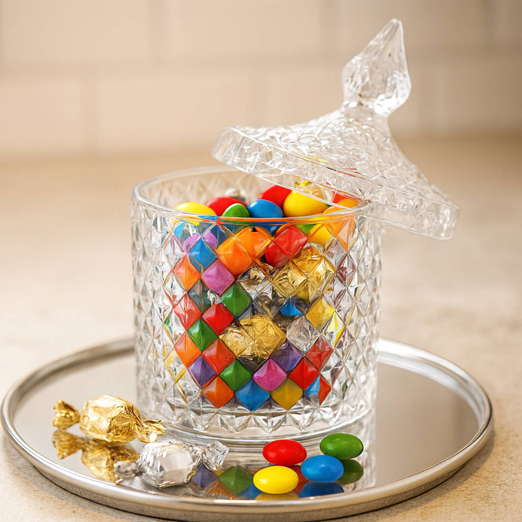 Bomboniere Media Cristal Vidro Baleiro Porta Doces Balas Pote de Vidro Potiche 300 ml