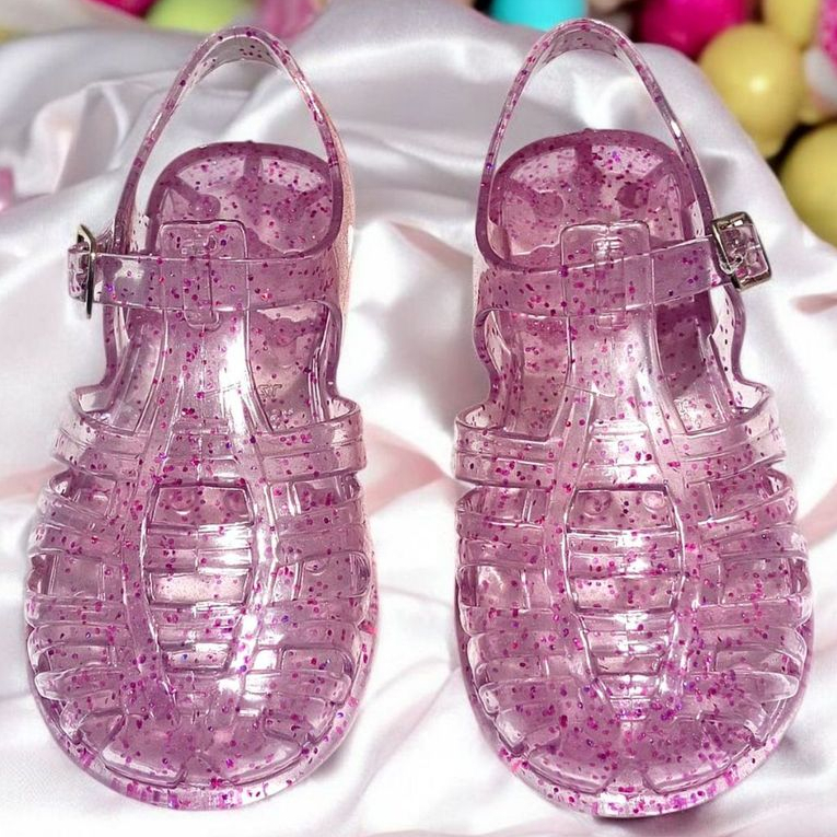 Sandália Infantil Menina Glitter Prata Arco-Íris Casual Macia Confortável Brilho Fivela Ajustável