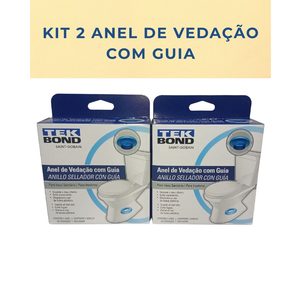 Kit 2 Anel de vedação com guia TekBonde construção reforma banheiro vaso sanitário hidráulica