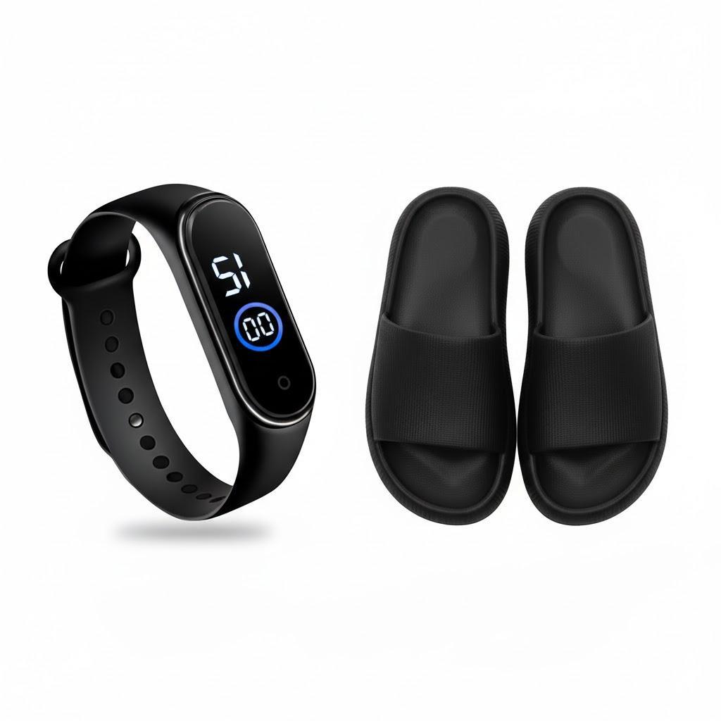 Chinelo Nuvem Unissex Slide Flexível Confort Moda Verão - Envio Imediato + Relógio Digital Esportivo