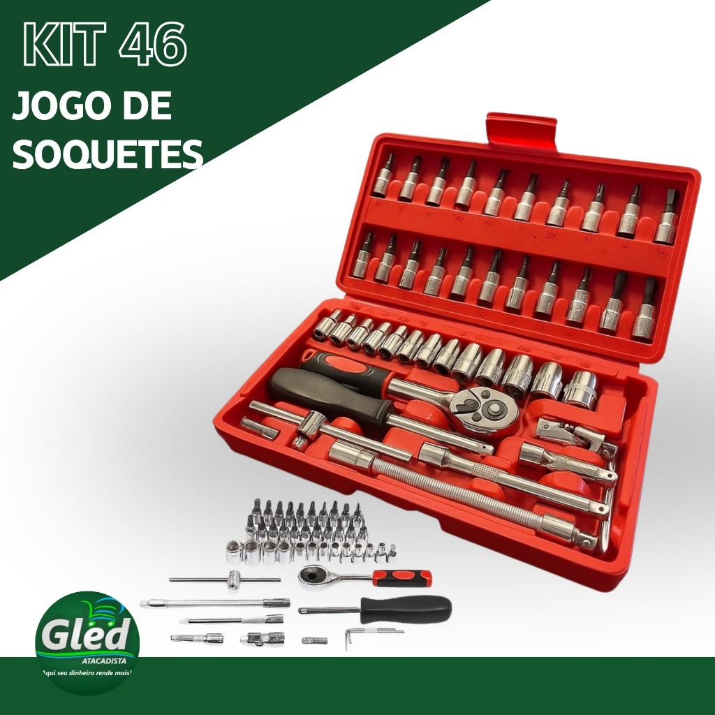 Kit 46 Chave Catraca Jogo De Soquetes Allen Torx Ferramentas