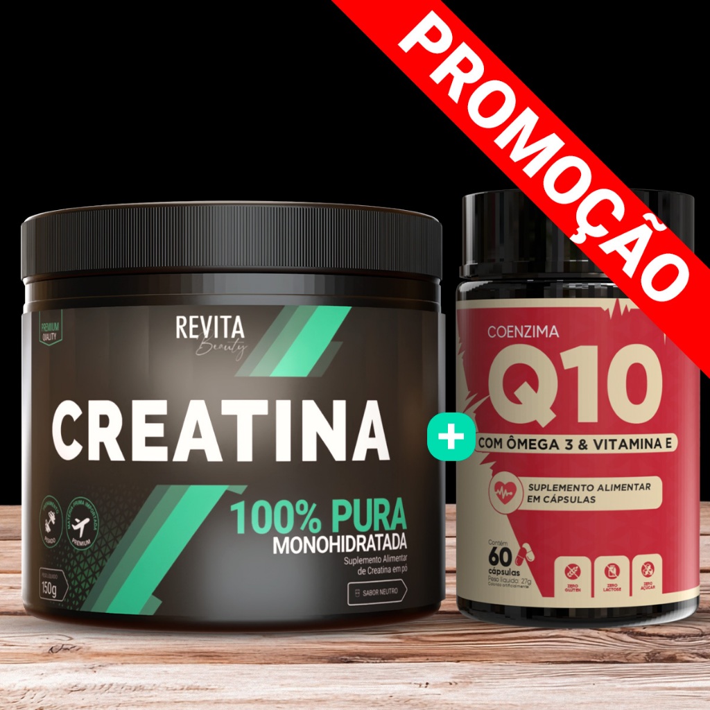 Creatina 100% Pura 150 g + Coenzima Q10 60 Cáps | Energia, Desempenho e Vitalidade – Kit Econômico em Oferta na Shopee