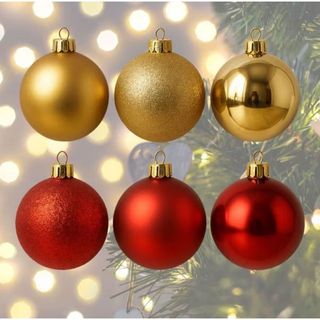 Kit Bolinhas Vermelha ou Dourada de Árvore de Natal 3uni/6uni/9uni/12uni/24uni/Lisa Decoração Natalina