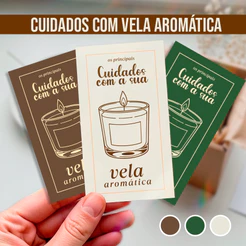 Cartão Cuidados com Vela Aromática | Tag para Vela Artesanal | Cuidados com vela aromática