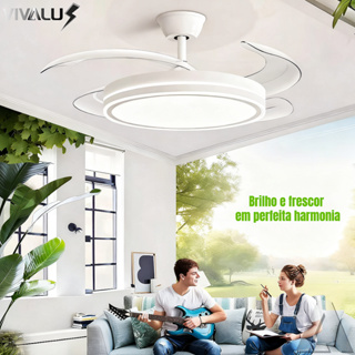 Ventilador de Teto Plafon LED Com Ventilador 4 Pás Retrateis Ultra Silencioso Moderno com Controle em Oferta na Shopee