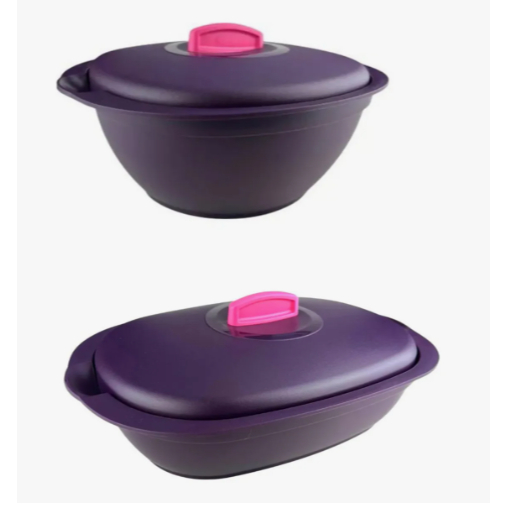 Tupperware Sopeira Actualité 1,8 Litro Roxo e Tupperware Travessa Oval Actualité 1,7 Litro Roxo