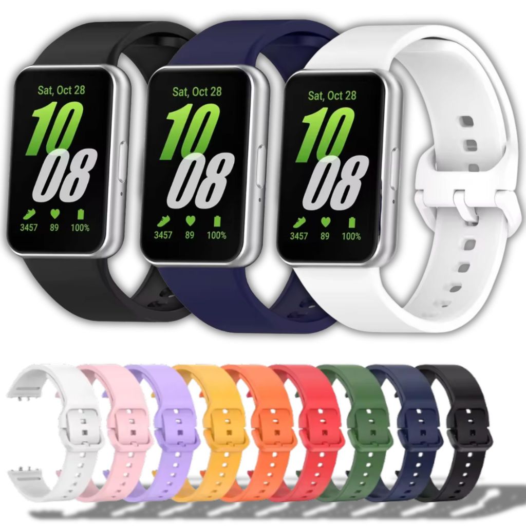 Kit 3 Pulseira Fit3 SIlicone para Smartwatch Samsung Galaxy Fit 3 SM-R390 Conector Metal