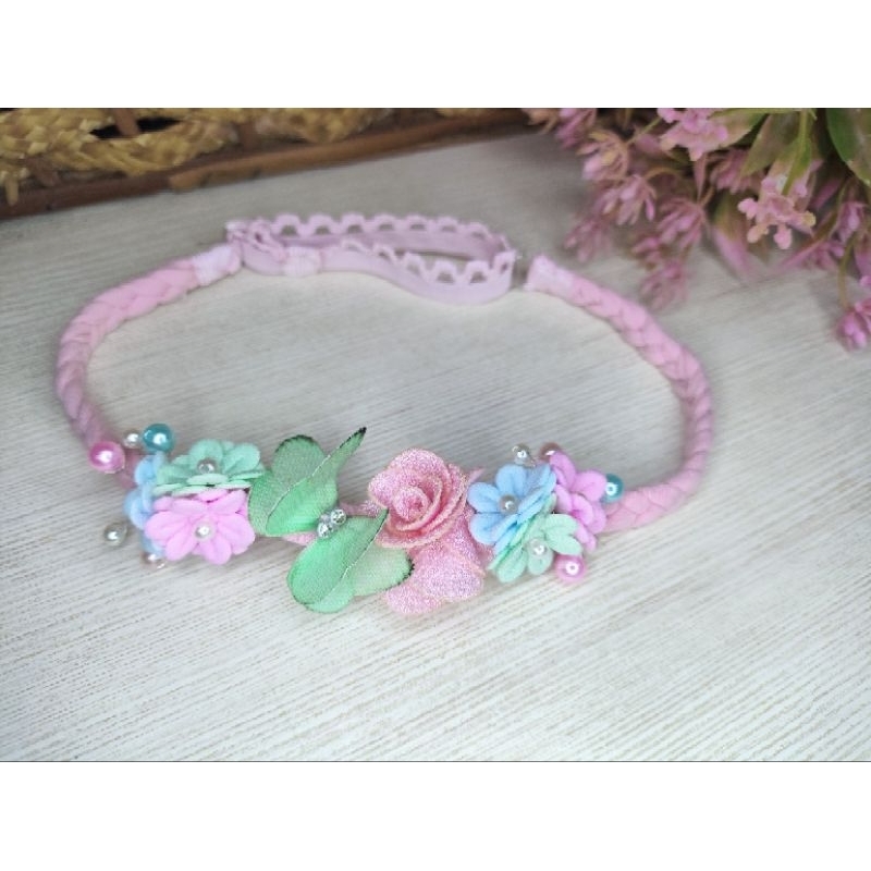 Tiara com Elástico Ajustável Headband Jardim Encantado Jardim das Borboletas Candy Colors Rosa Verde e Azul bebê!