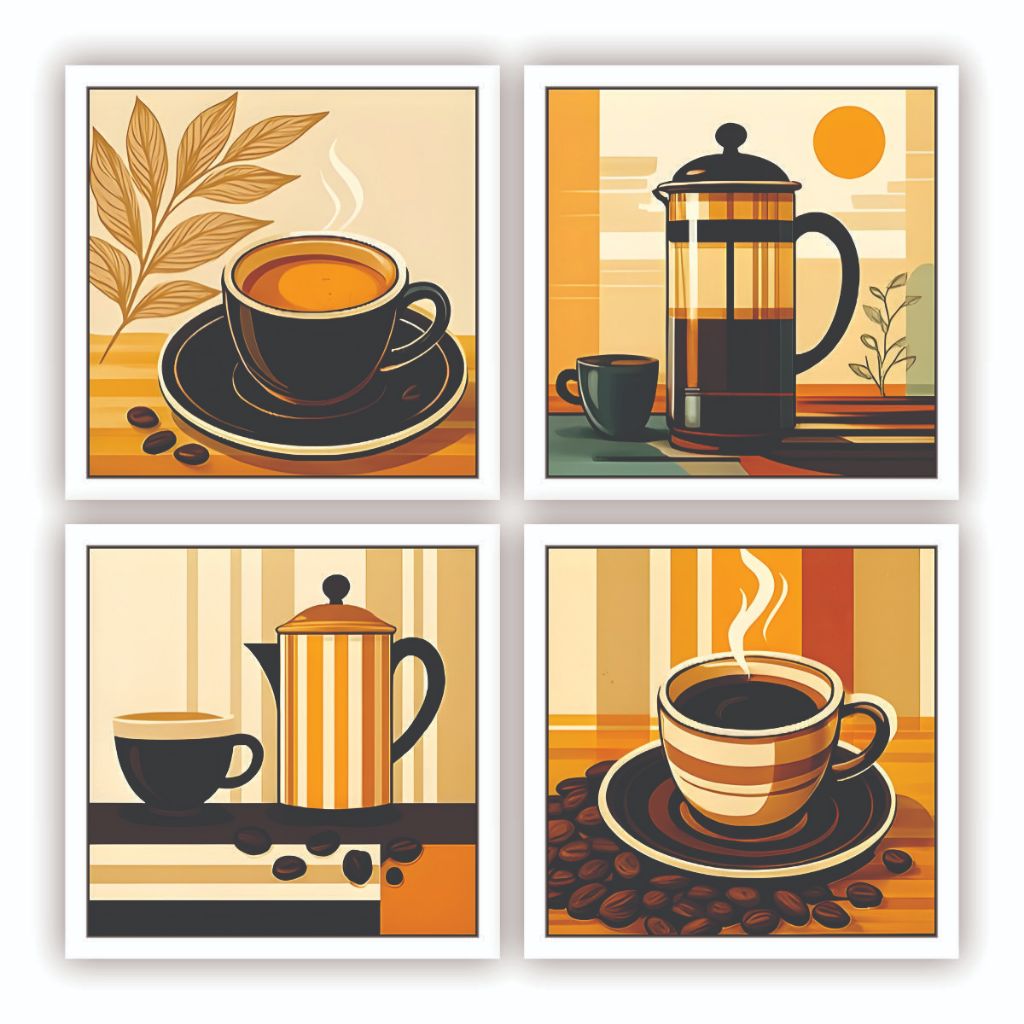 Kit 4 Quadros Decorativos Café Xícara Cozinha Cantina Copa 18x18 — imagem 2 de 2