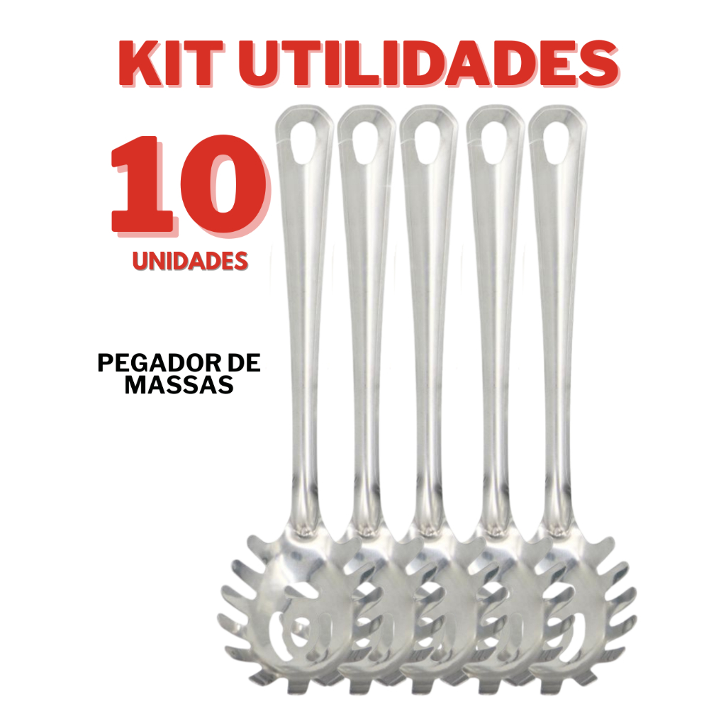 Kit Utilidades 2/5/10 Unidades Pegador De Massas De Cozinha Inox Buffet Restaurante Cozinha Eventos