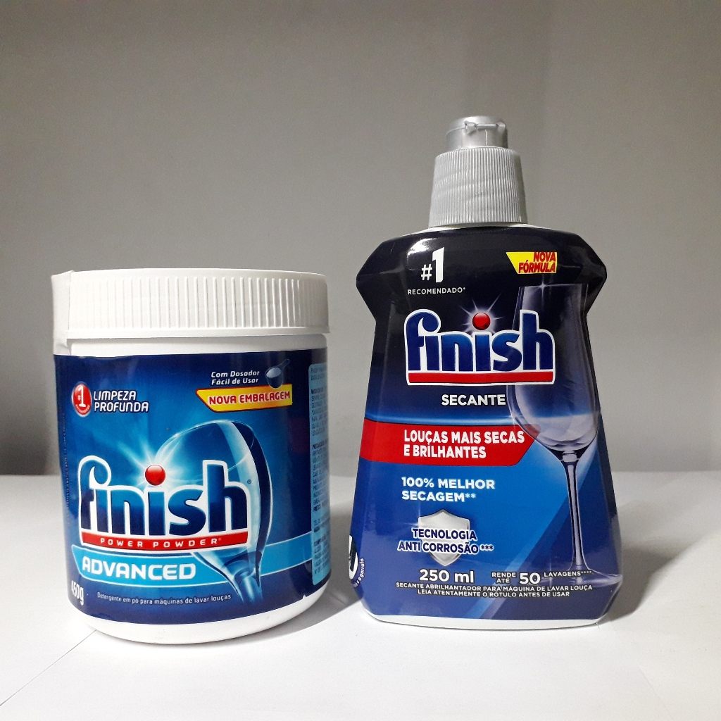 Kit Finish Lava Louças Detergente em Pó 450g + Secante Abrilhantador 250 ml em Oferta na Shopee