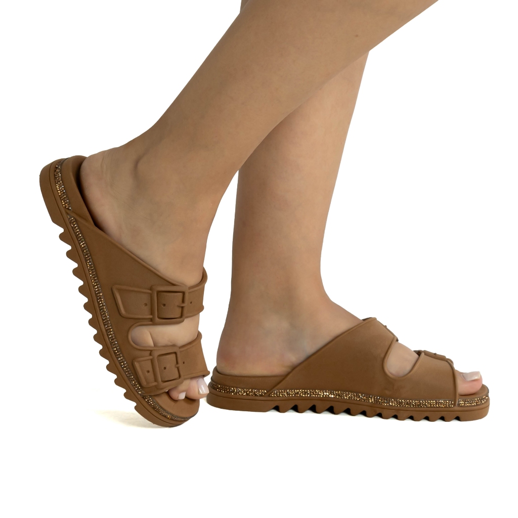 Papete Feminina Birken Casual com Strass – Chinelo Elegante Confortável Antiderrapante