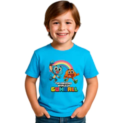 Camiseta Infantil Gumball 100% Algodão T-shirt Infantil O Incrível Mundo de Gumball Varias Cores