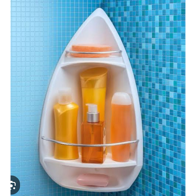 porta Shampoo de canto da Mebuki na cor branca em Pvc