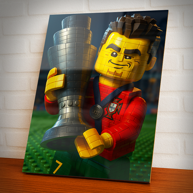 Placas Decorativas Quadro Cristiano Ronaldo Lego Roblox, CR7, Lego, Minecraft, Jogos,Criança, Goat