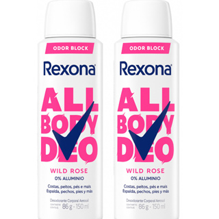 KIT 2UN Rexona All Body, Desodorante Corporal Aerossol, Para o Corpo Todo, Wild Rose 150ml em Oferta na Shopee