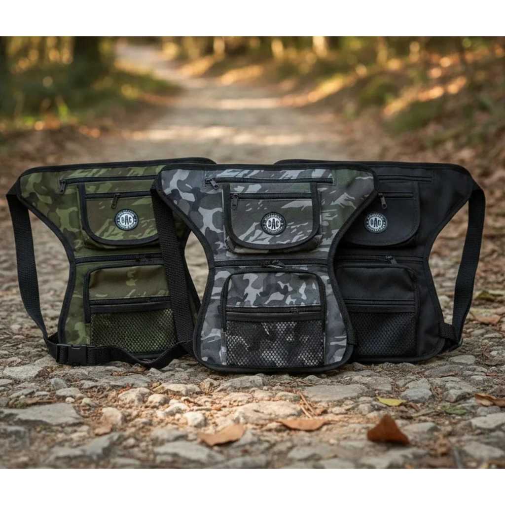 Pochete De Perna Cartucheira Motoboy Tática Camuflada Lisa 3 compartimentos