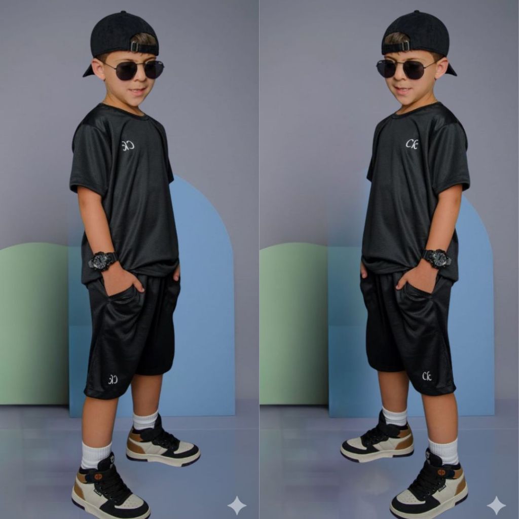Conjunto Infantil Menino Verão Lançamento Juvenil   Bermuda e Camisa Dry Fit Veste Do 2 até 12 anos em Oferta na Shopee