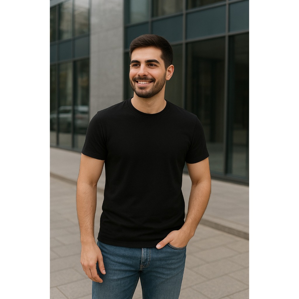 Camiseta Básica Premium Masculino Adulto 100% Algodão Unissex Corte Moderno Gola ribana Reforçada