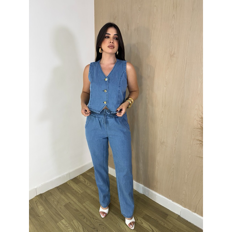 COLETE FEMININO EM JEANS em Oferta na Shopee