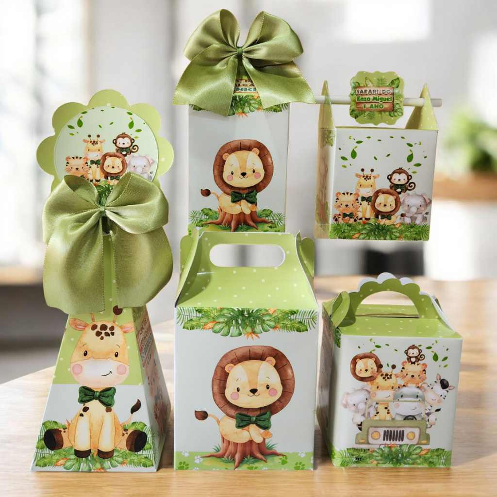 kit Caixinhas Personalizadas para Festa infantil - Safari baby Menino - Lembrancinhas de Aniversario