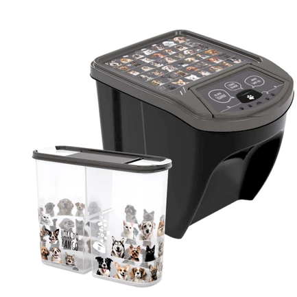 2 Unidades Porta Pote Ração Até 10 Kg Container + Pote Duplo Compartimento Ração Petiscos em Oferta na Shopee