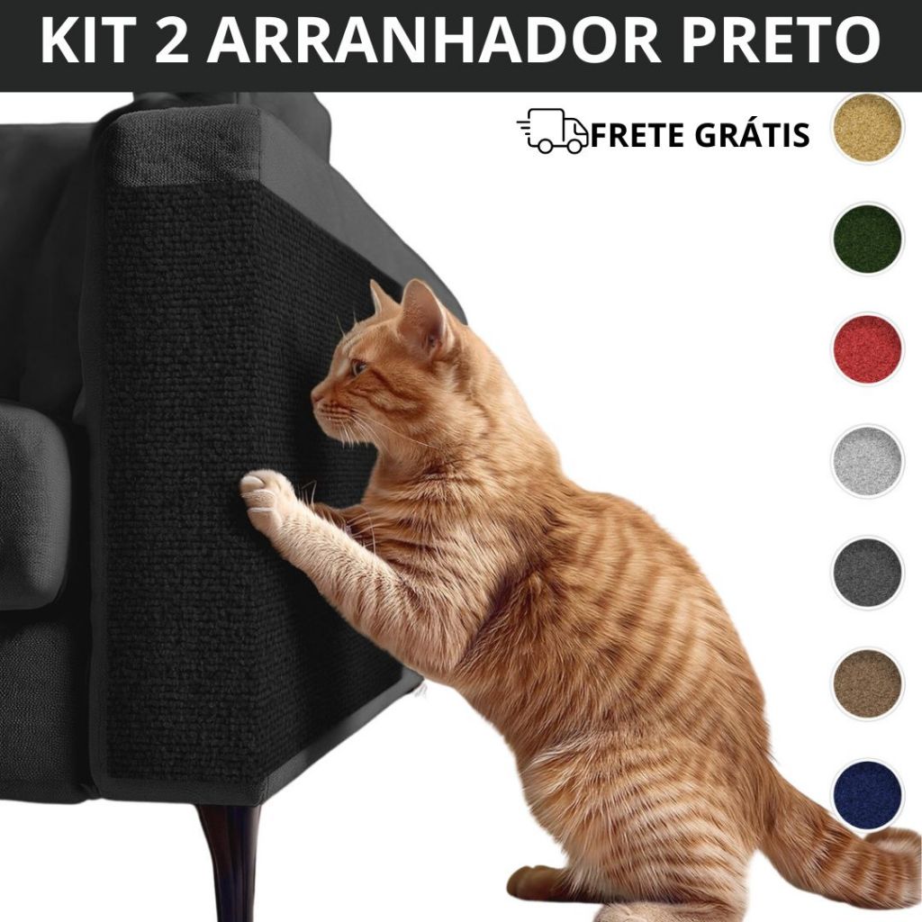 Kit 2 Arranhador Adesivo Preto Protetor Sofá Cama para Gato Carpete Premium Móveis Parede Pet