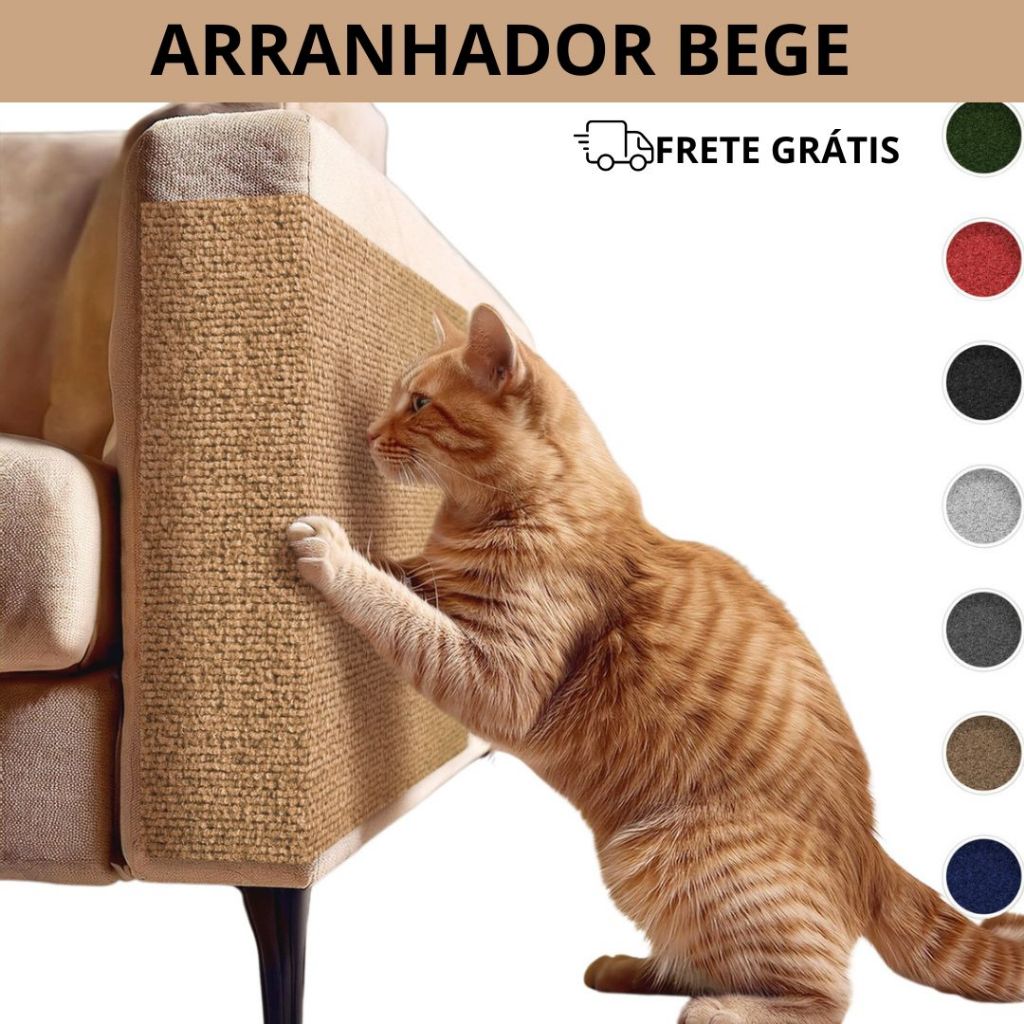 Arranhador Adesivo Bege Protetor Sofá Cama para Gato Carpete Premium Móveis Parede Pet
