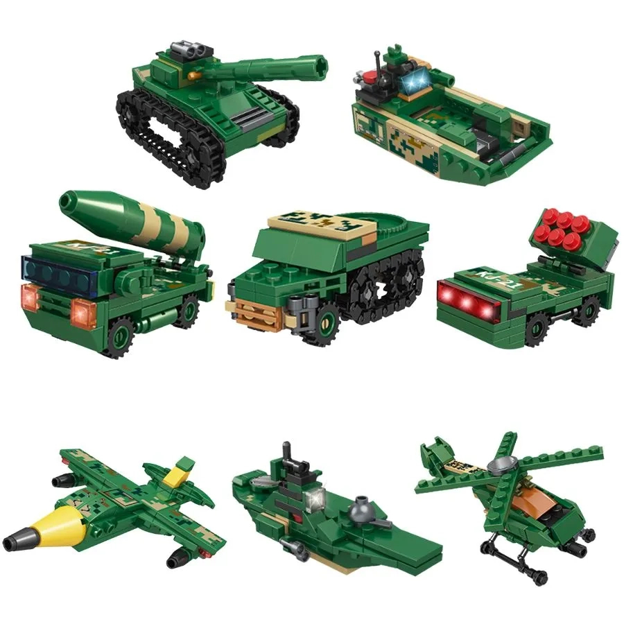 Brinquedo de Montar 2 em 1 Veículos Militares Defensores BlockBrinq Brinquedo para Presente Menino Bricks Tanque