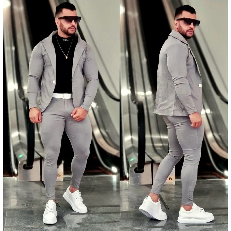Blazer e Calça Alfaiataria Masculino Esporte Fino Conjunto Blazer Terninho