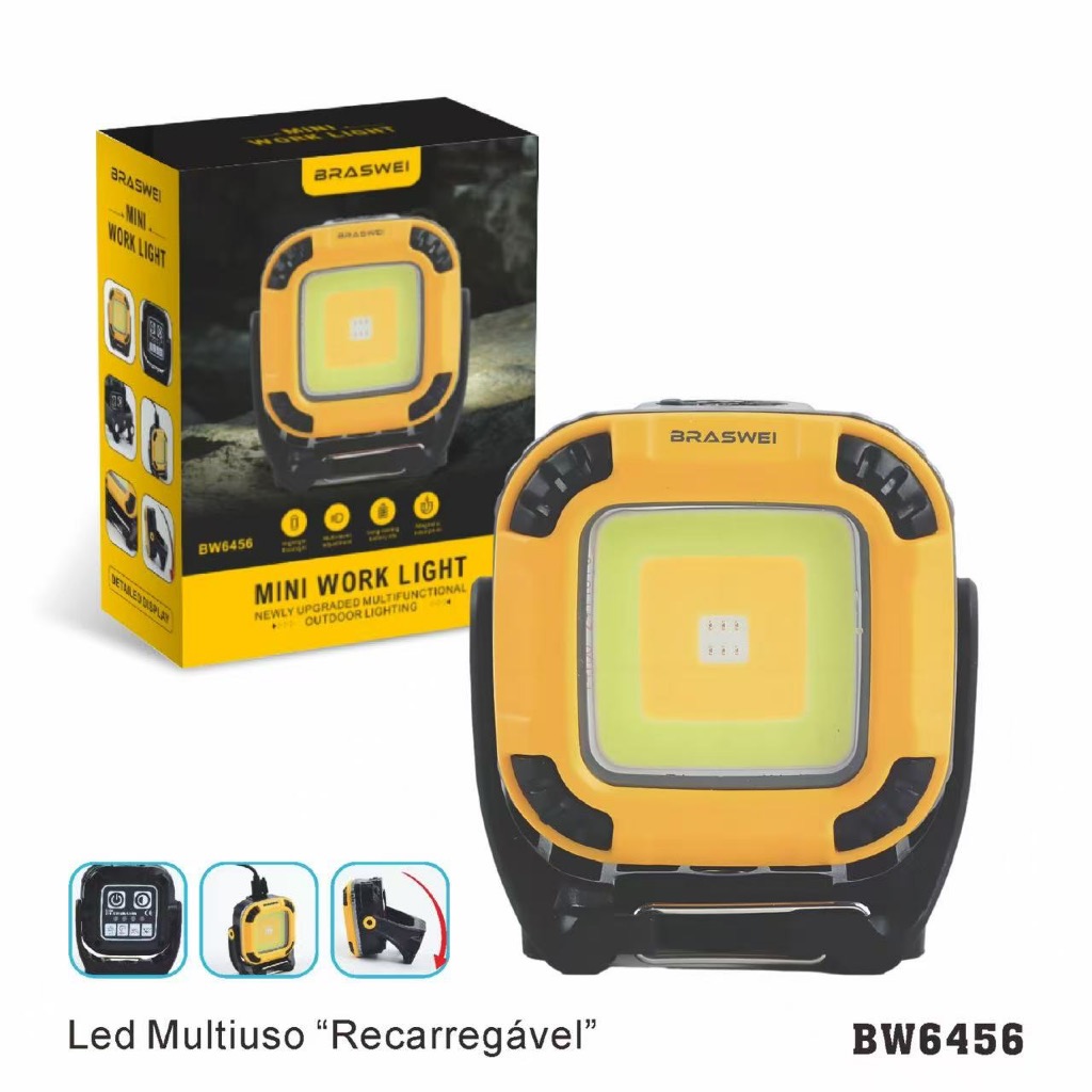 MIni  Lanterna Led De Trabalho Multifuncional Clip De Fixação Recarregavel