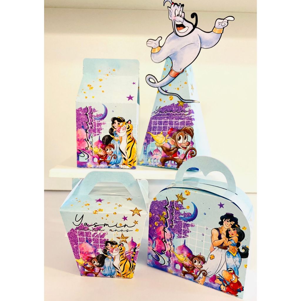 Caixinhas Personalizadas Princesa Jasmine, Aladdin , kit PEGUE E MONTE festa menina,  lembrancinhas, personalizados.