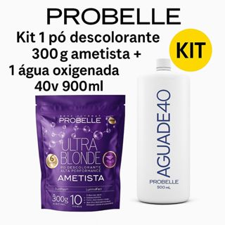 Kit Água Oxigenada 40V 900ML + Pó Descolorante Ametista 300g Probelle em Oferta na Shopee
