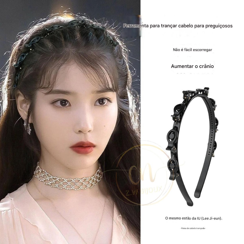 Z.W BIJUX - Tiara e Bandas de Cabelo de Dupla Camada com Presilha em Plástico Trançado