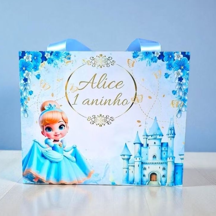 Sacolinha Personalizada Festa Infantil 20x16x7 •Cinderela Baby